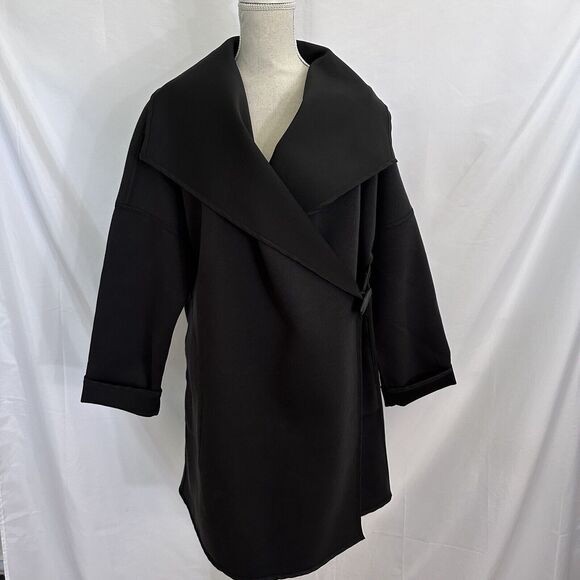 Mycra Pac Jackets & Blazers - MycraPac Black Wrap Rain Coat w Shawl collar Size M/L Reversible